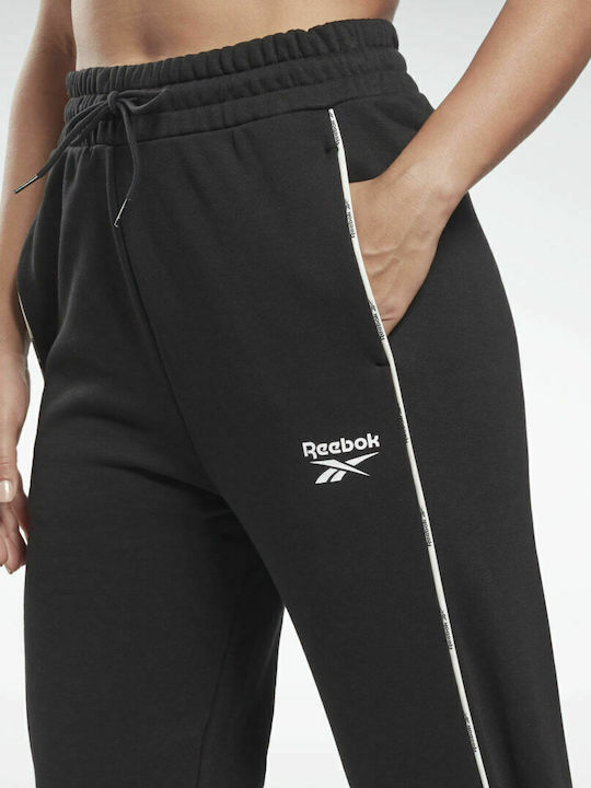 Reebok Piping Pantaloni de trening pentru femei cu cauciuc Negru