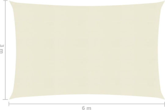 vidaXL Rectangular Shade Sail Ecru With Hoop 3x6m 160gr/m² made of HDPE 160gr/m²