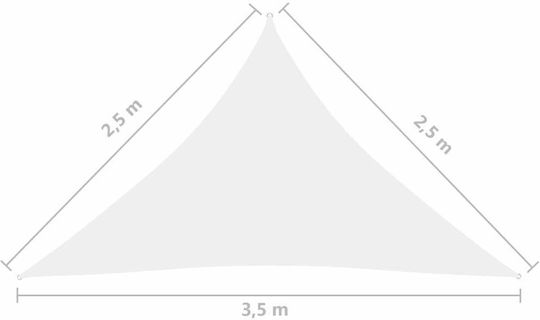 vidaXL Triangle Shade Sail White With Hoop & with PU Coating 2.5x2.5x3.5m made of Oxford fabric