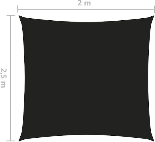 vidaXL Rectangular Shade Sail Black With Hoop & with PU Coating 2x2.5m