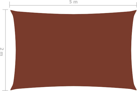 vidaXL Rectangular Shade Sail Orange With Hoop & with PU Coating 2x5m Rectangle made of Oxford fabric