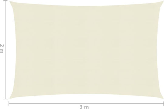 vidaXL Rectangular Shade Sail Ecru With Hoop 2x3m 160gr/m²