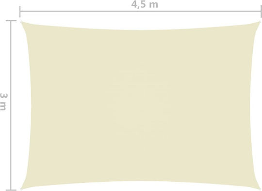 vidaXL Rectangular Shade Sail Ecru With Hoop & with PU Coating 3x4.5m Rectangle made of Oxford fabric