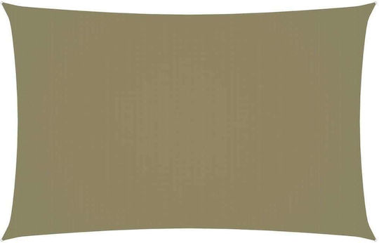 vidaXL Rectangular Shade Sail Beige With Hoop & with PU Coating 2x5m Rectangle made of Oxford fabric