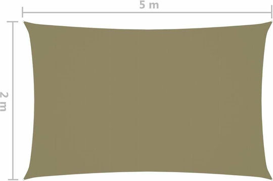 vidaXL Rectangular Shade Sail Beige With Hoop & with PU Coating 2x5m Rectangle made of Oxford fabric