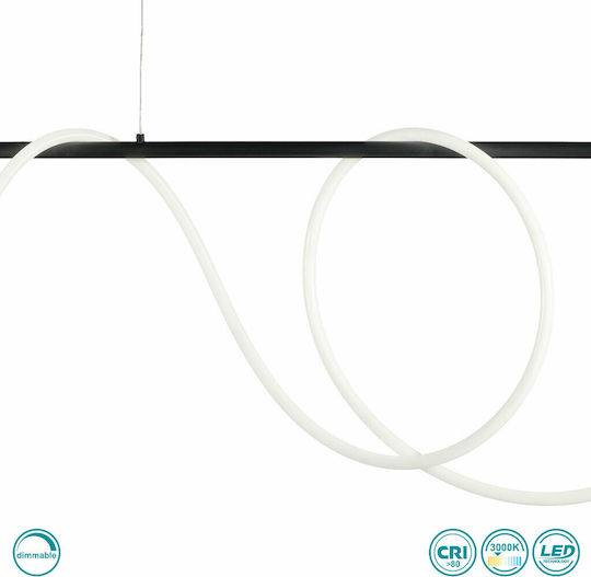 Ondaluce So.Line/Gr-Nero Κρεμαστό Φωτιστικό Μαύρο LED με Θερμό Λευκό Φως Ράγα