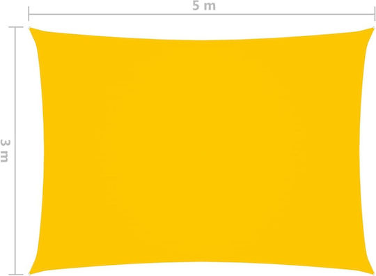 vidaXL Rectangular Shade Sail Yellow with PU Coating 3x5m Rectangle made of Oxford fabric