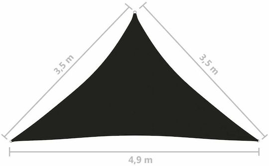 vidaXL Triangle Shade Sail Black With Hoop & with PU Coating 3.5x3.5x4.9m made of Oxford fabric