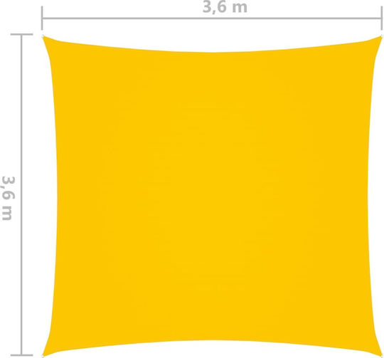 vidaXL Square Shade Sail Yellow With Hoop & with PU Coating 3.6x3.6m