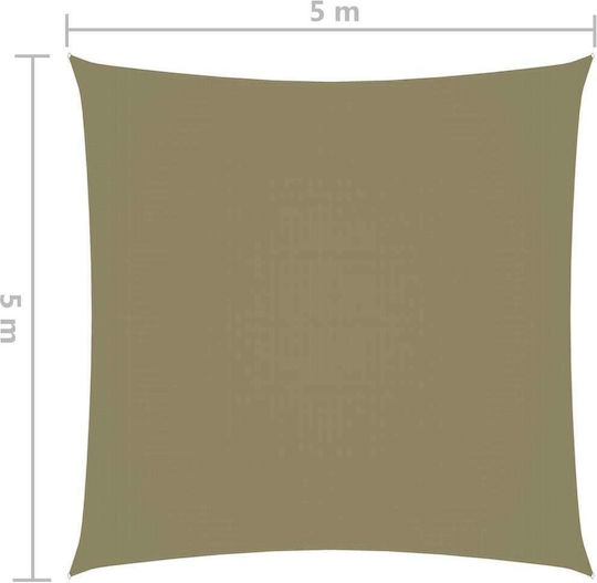 vidaXL Квадрат Shade Sail Бежов С парчета & с PU покритие 5x5m