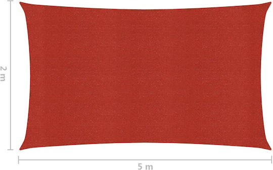 vidaXL Square Shade Sail Red With Hoop 5x5m 160gr/m²