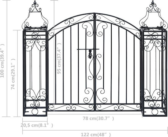 vidaXL Metal Fence Gate in Black Color 1.0x1.22m
