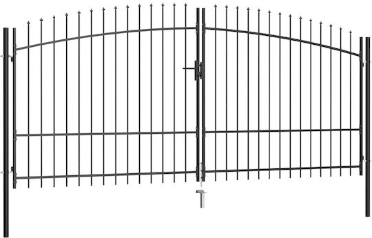 vidaXL Poartă de Gard din Metal cu Garduri în Culoarea Negru 2.25x4.0m