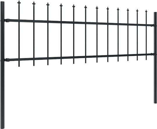 vidaXL Metal Fence Railings with Spears in Black Color 60cm x 3.4m