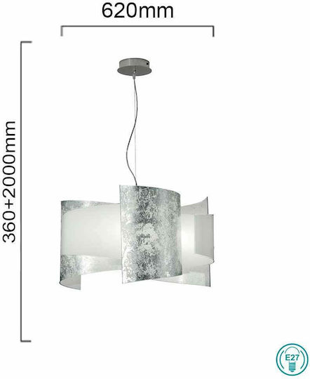 Ondaluce So.2021/Fa Pendant Light Silver with Socket E27 62cm