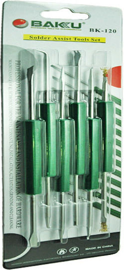 Baku Soldering / Desoldering Tools Set for Electronic Components BK-120 Hand Tool Set 6pcs