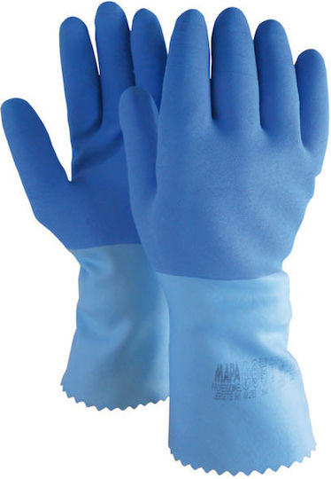 Mapa Waterproof Gloves for Work Blue Latex/Cotton 1pcs