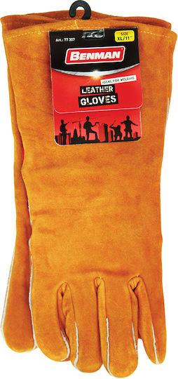 Benman Gloves for Work Welding Orange Leather 1pcs