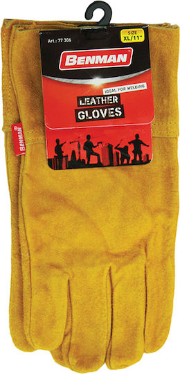 Benman Gloves for Work Welding Brown Leather 1pcs