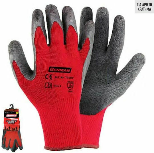 Benman Gloves for Work Electrician Red Latex/Polyester 1pcs