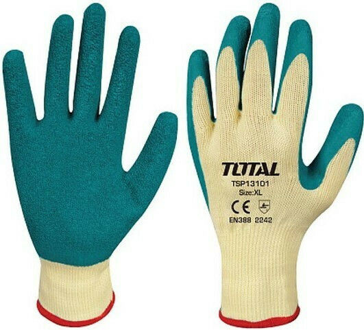Total Arbeitshandschuhe Türkis Latex/Baumwolle 1Stück