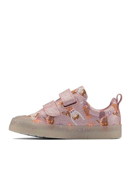 Foxing Print Kids Sneakers Anatomic with Scratch Pink