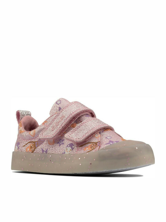 Foxing Print Kids Sneakers Anatomic with Scratch Pink
