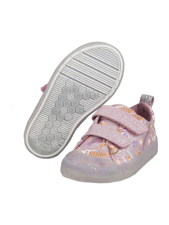 Foxing Print Kids Sneakers Anatomic with Scratch Pink