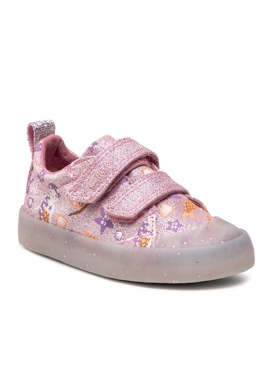 Foxing Print Kids Sneakers Anatomic with Scratch Pink