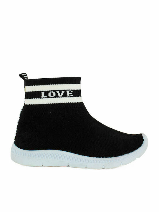 Kinder Sneakers Hoch Slip-on Schwarz