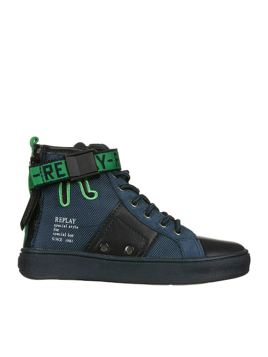Jacob Παιδικά Sneakers High με Σκρατς Μπλε