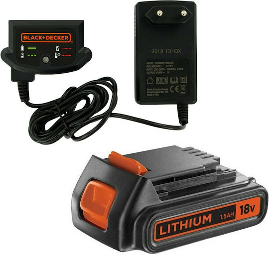Black & Decker Batterie-Set Lithium Kapazität 1Ah 18V mit Ladegerät