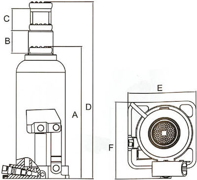 Express Hydraulisch Flaschenheber mit einer Hubhöhe von bis zu 35.6cm und einer Traglast von bis zu 3 Tonnen
