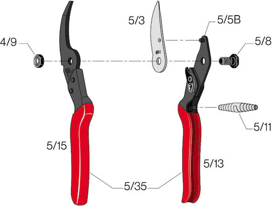 Felco 5 Ψαλίδι Κλαδέματος με Μέγιστη Διάμετρο Κοπής 25mm