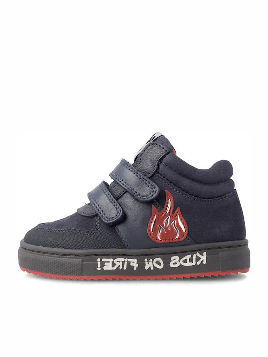 Παιδικά Sneakers High Ανατομικά με Σκρατς Navy Μπλε