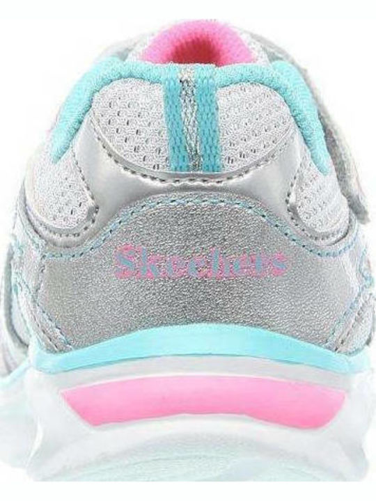 Lighted Bungee & Strap Παιδικά Sneakers με Σκρατς & Φωτάκια Ασημί