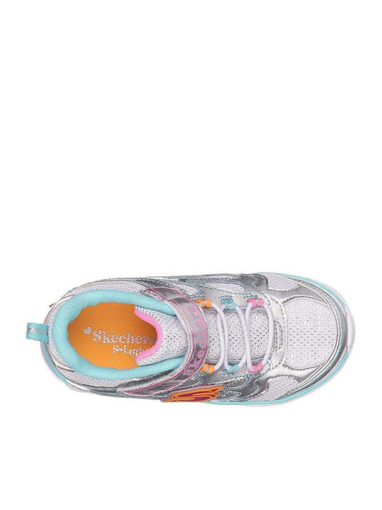 Lighted Bungee & Strap Παιδικά Sneakers με Σκρατς & Φωτάκια Ασημί