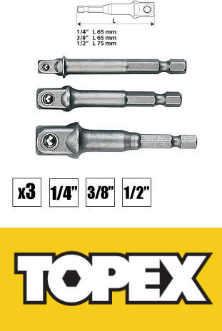 Topex Adapters HEX Set 3pcs