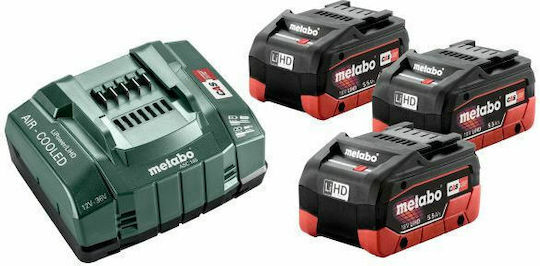 Metabo Set 3 Werkzeugbatterien 18V Kapazität 5.5Ah mit Ladegerät