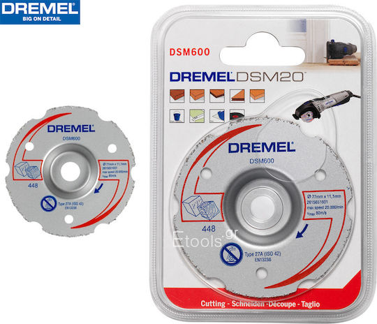 Dremel Disc de tăiere cu carbură pentru utilizare multiplă DSM600 Disc de tăiere Materiale de construcție 20mm
