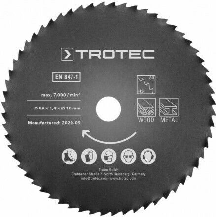Trotec Set Lame Circular Saw 1 HSS Disc de tăiere Lemn 89mm 2buc