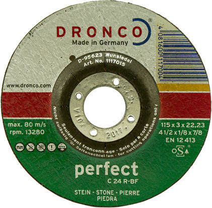 Dronco Schneidscheibe für Stein C 24 R 115mm Schneidscheibe Baumaterialien 115mm