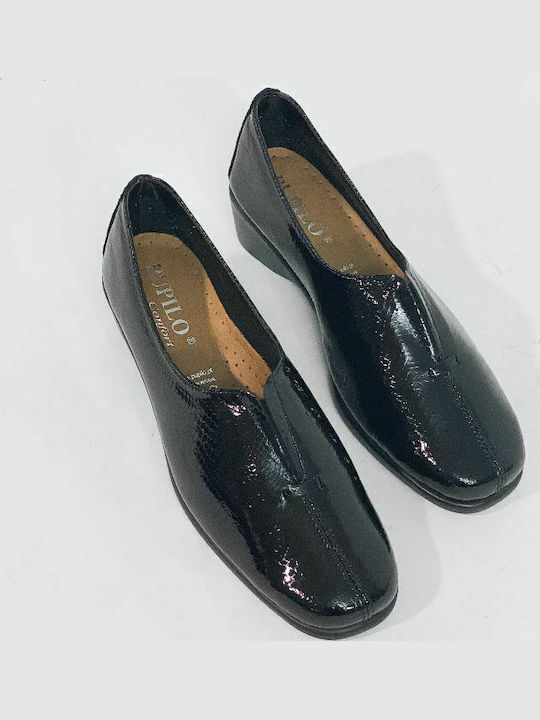 Pupilo Ανατομικά Γυναικεία Slip-On Δερμάτινα Μαύρα
