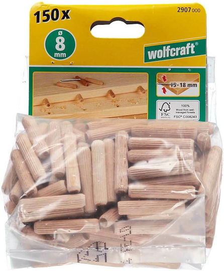 Wolfcraft Wooden Dowels 8x40mm 150pcs 2907000