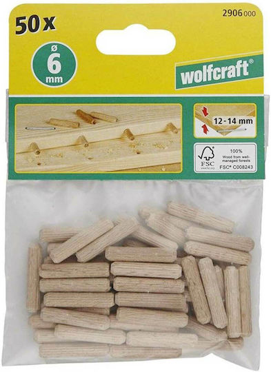 Wolfcraft Wooden Dowels 6x30mm 50pcs 2906000