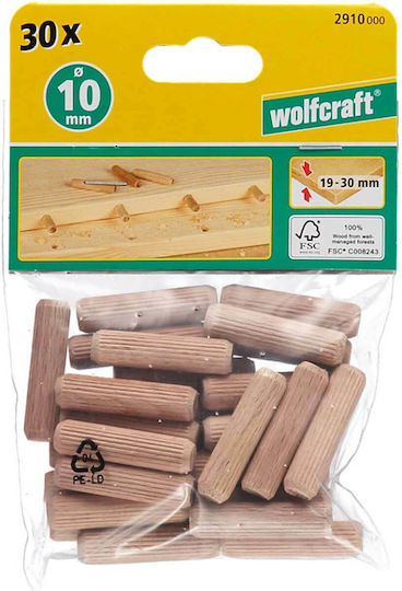 Wolfcraft Wooden Dowels 10x40mm 30pcs 2910000