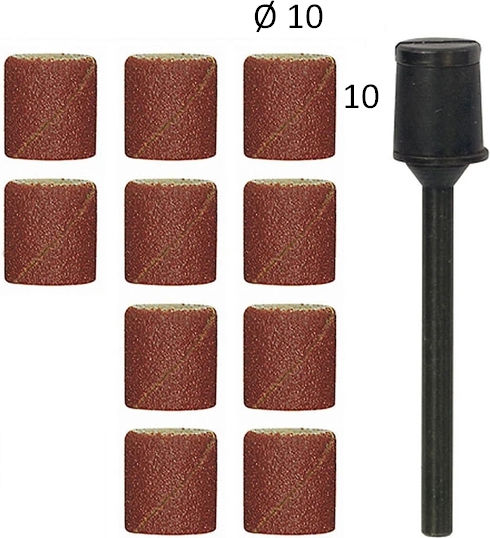 Proxxon Σετ Κύλινδροι Λείανσης K150 10x10mm με Άξονα 10τμχ