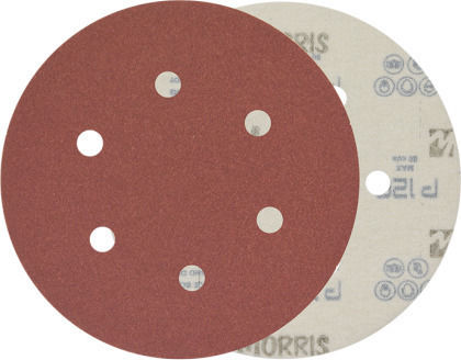 Morris Aluminium Oxide Velcro Orbital Sander Sanding Sheet K120 with 6 Holes 150x150mm
