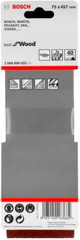 Bosch Tαινία Λείανσης K40 75x533mm Σετ 3τμχ