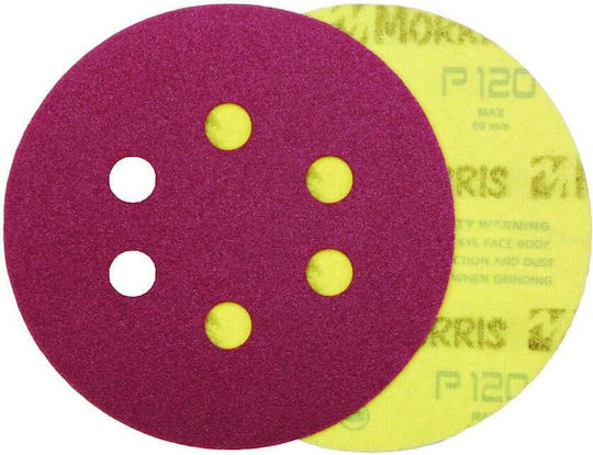 Morris Aluminium Oxide Velcro Orbital Sander Sanding Sheet K120 with 6 Holes 150x150mm